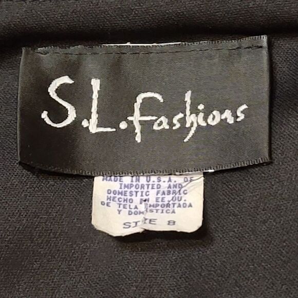 VINTAGE SL Fashions Black Floral Dress Size 8 - Picture 5 of 5